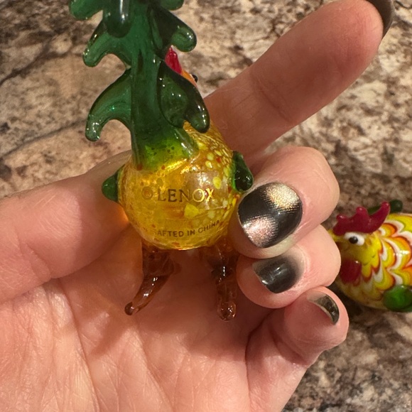 Colorful Glass Rooster and Chick Figurines - Picture 6 of 7